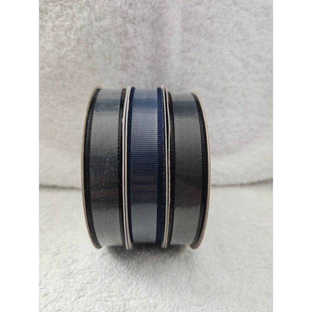 3 Pack of Wondershop Ribbon- Navy Blue Ribbed & Black Sheer